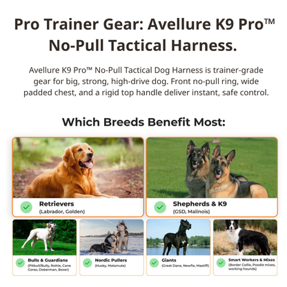 Avellure K9 Pro™ No-Pull Tactical Dog Harness – Full Control for Power Breeds