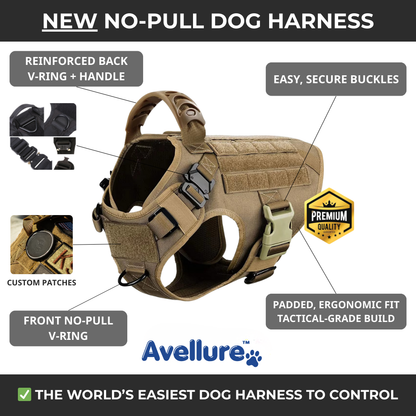 Avellure K9 Pro™ No-Pull Tactical Dog Harness – Full Control for Power Breeds
