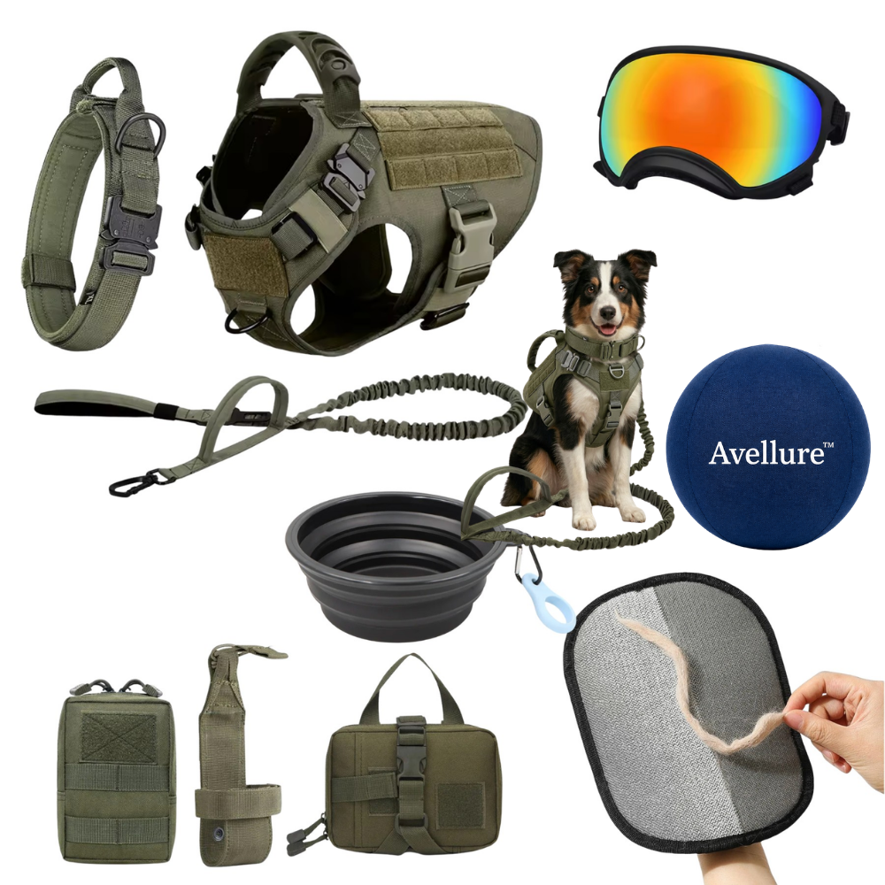 Avellure K9 Pro™ 10-In-1 Tactical K9 Harness System - Full Set Dog Harness Bundle
